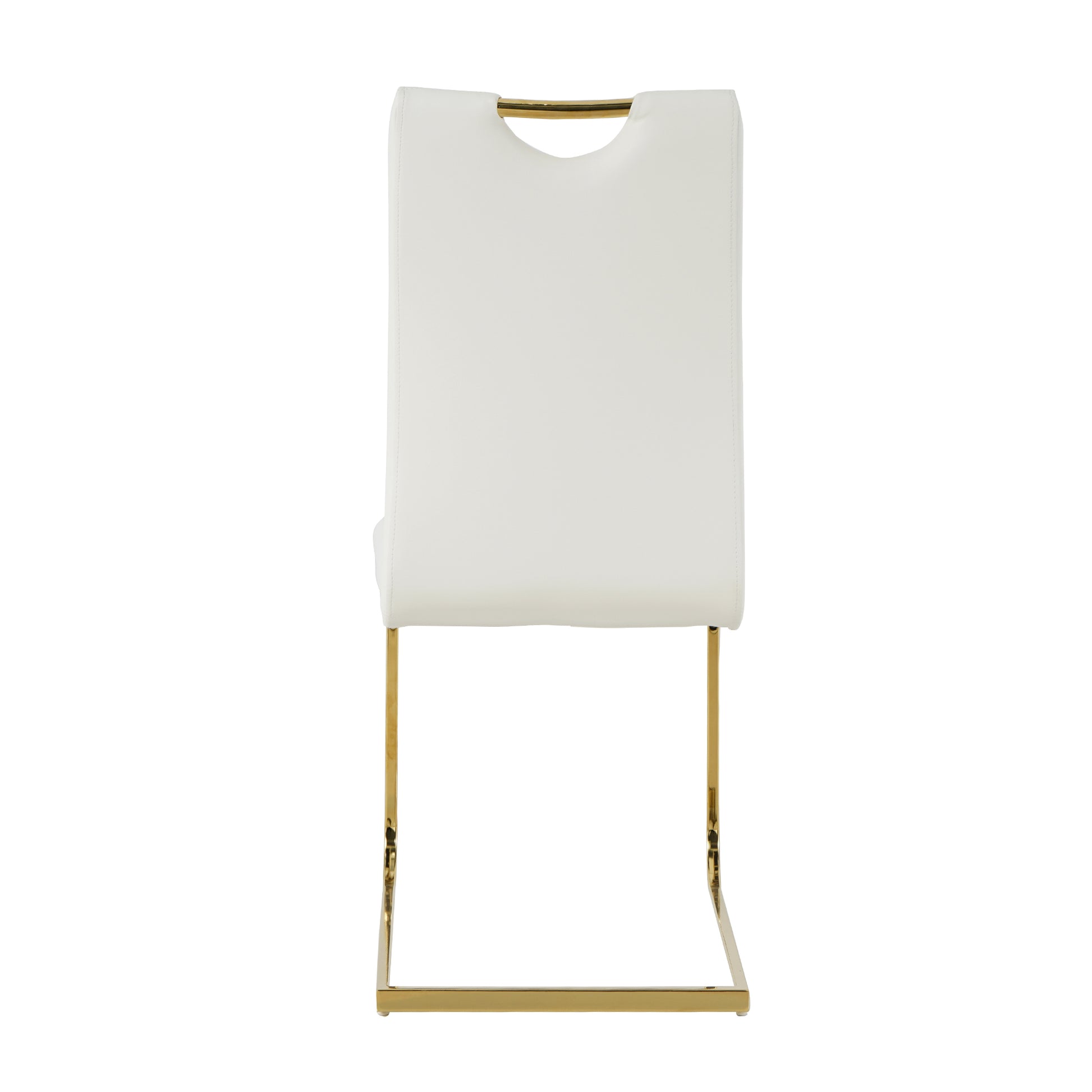 Modern Style Glass Dining Table, Elegant Transparent Design, Solid Support Base, White Dining Chair Set, Gold Plated Legs, Suitable For Restaurant Kitchen Use Set Of 5 White Gold Seats 4 Mdf Glass