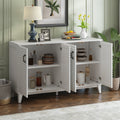 Sideboard With 4 Door Large Storage Buffet With Adjustable Shelves And Metal Handles For Kitchen, Living Room, Dining Room Antique White Antique White Mdf