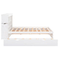 Full Size Storage Platform Bed With Pull Out Shelves, Twin Size Trundle And 2 Drawers, White Box Spring Not Required Full White Wood Bedroom Bed Frame Solid Wood Mdf