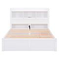 Full Size Storage Platform Bed With Pull Out Shelves, Twin Size Trundle And 2 Drawers, White Box Spring Not Required Full White Wood Bedroom Bed Frame Solid Wood Mdf