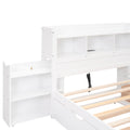 Full Size Storage Platform Bed With Pull Out Shelves, Twin Size Trundle And 2 Drawers, White Box Spring Not Required Full White Wood Bedroom Bed Frame Solid Wood Mdf