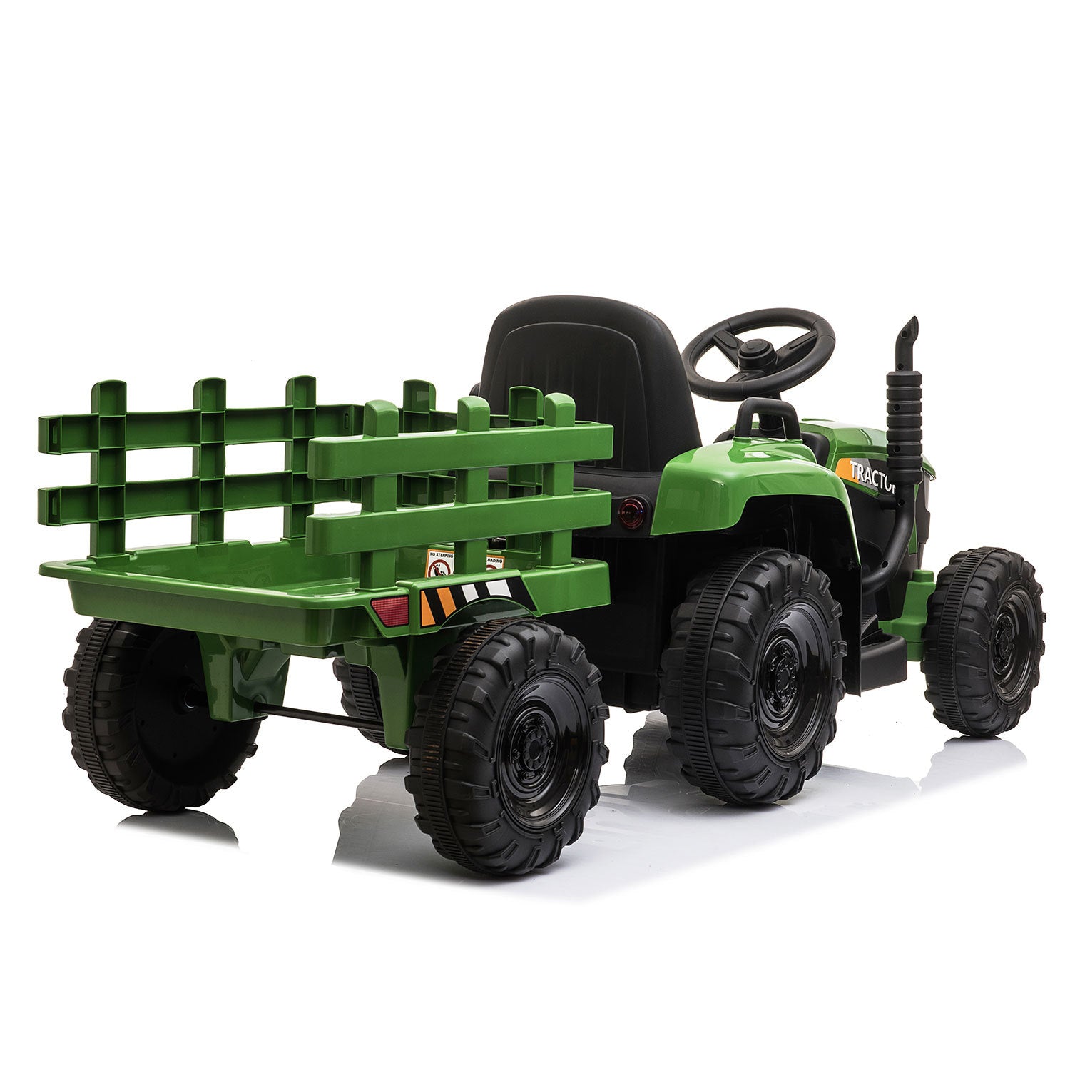 12V Kids Ride On Tractor With Trailer, Battery Powered Electric Car W Music, Usb, Music, Led Lights, Vehicle Toy For 3 To 6 Ages, Dark Green Blackish Green Polypropylene