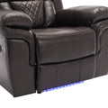 Home Theater Seating Manual Recliner Chair With Led Light Strip For Living Room,Bedroom, Brown Brown Foam Faux Leather