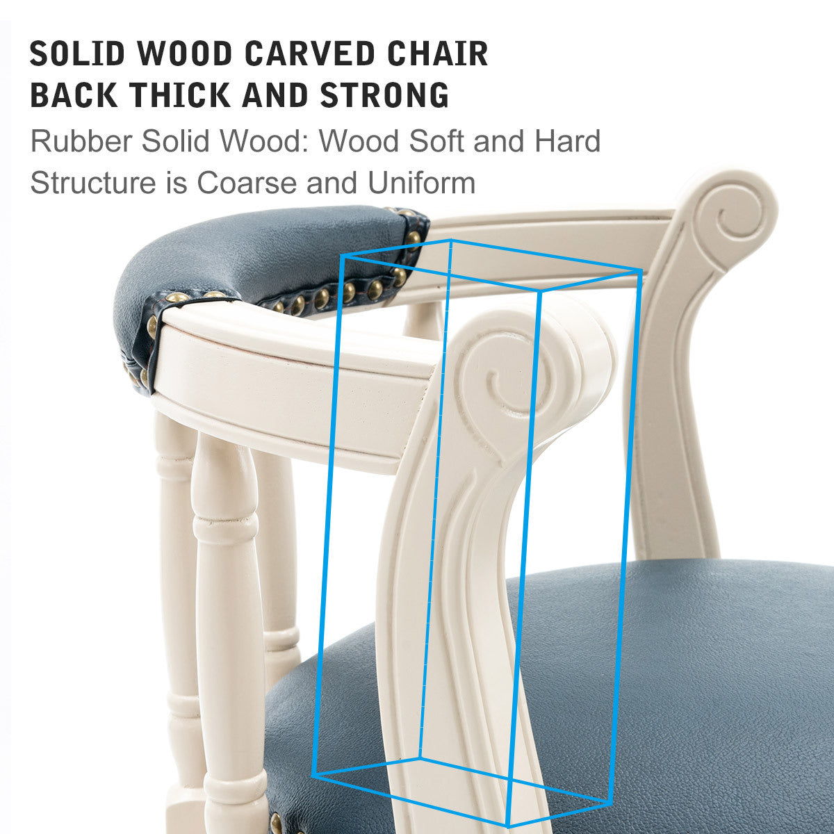 Bar Stools Seat Height 29.5'' Leather Wooden Bar Stools White Blue 1Pc Cream Blue Genuine Leather