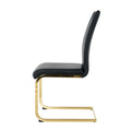 Modern Style Glass Dining Table, Elegant Transparent Design, Solid Support Base, Black Dining Chair Set, Gold Plated Chair Legs, Suitable For Restaurant Kitchen Use Set Of 9 Metal Glass Black Gold Mdf Metal