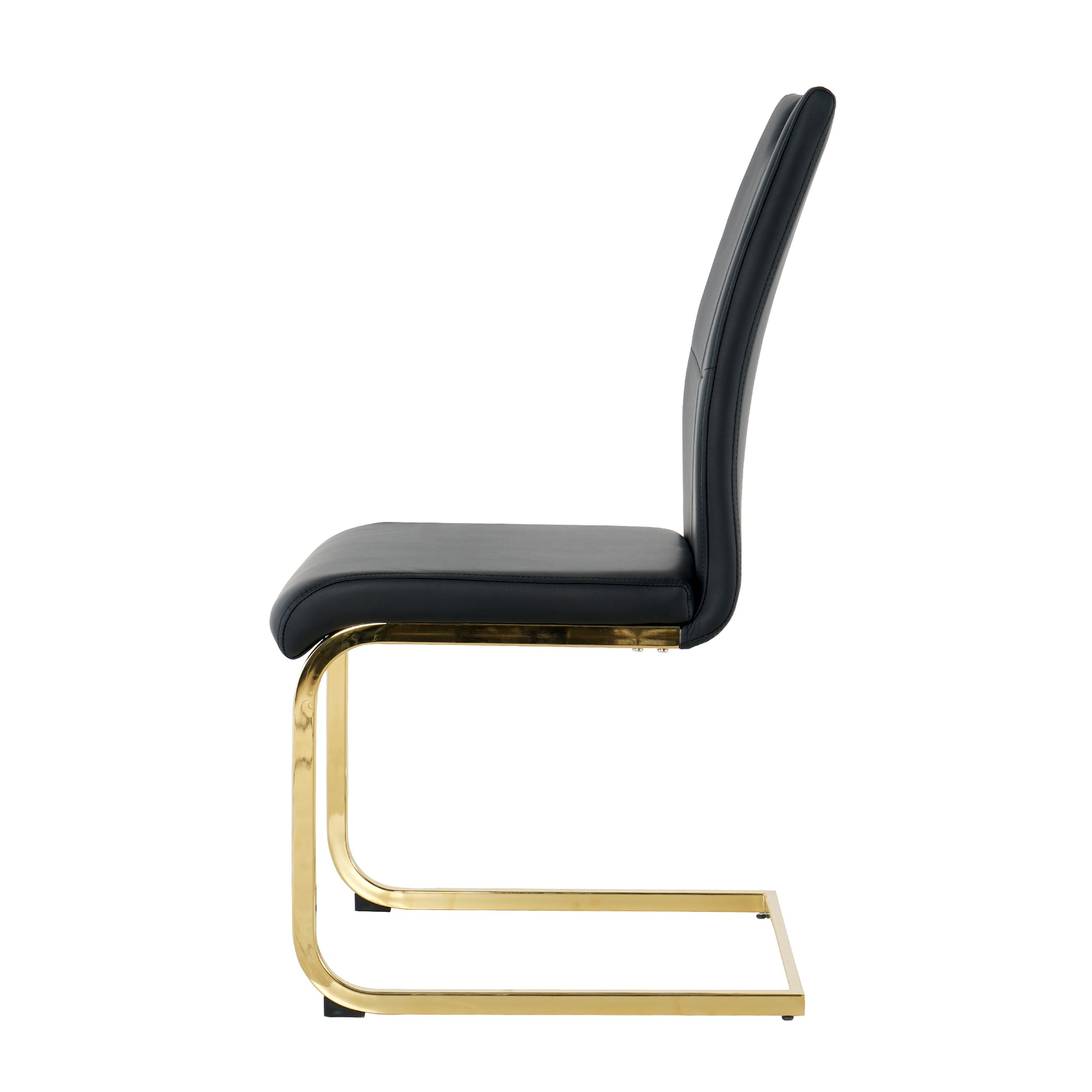 Modern Style Glass Dining Table, Elegant Transparent Design, Solid Support Base, Black Dining Chair Set, Gold Plated Chair Legs, Suitable For Restaurant Kitchen Use Set Of 9 Metal Glass Black Gold Mdf Metal
