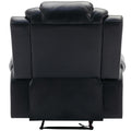 3 Pieces Recliner Sofa Sets Home Theater Seating Manual Recliner Chair With Center Console And Led Light Strip For Living Room, Black Black Foam Faux Leather