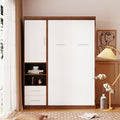 Twin Size Murphy Bed Wall Bed With Cabinet,White Twin White Solid Wood Mdf