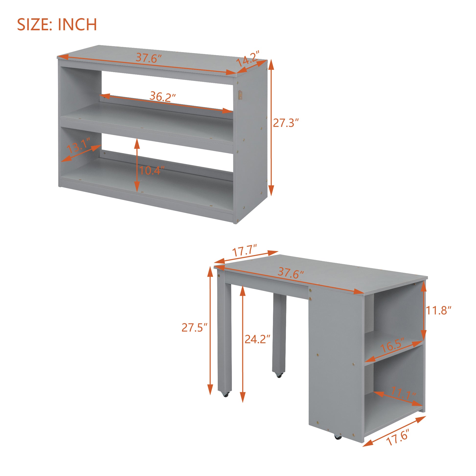 Twin Size Loft Bed With Retractable Writing Desk And 3 Drawers, Wooden Loft Bed With Storage Stairs And Shelves, Gray Gray Solid Wood Mdf