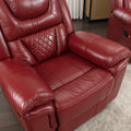 3 Pieces Recliner Sofa Sets Home Theater Seating Manual Recliner Chair With Center Console And Led Light Strip For Living Room, Wine Red Wine Red Foam Faux Leather