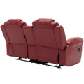 Home Theater Seating Manual Recliner Loveseat With Hide Away Storage, Cup Holders And Led Light Strip For Living Room, Wind Red Red Foam Faux Leather