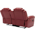 3 Pieces Recliner Sofa Sets Home Theater Seating Manual Recliner Chair With Center Console And Led Light Strip For Living Room, Wine Red Wine Red Foam Faux Leather