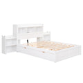 Full Size Storage Platform Bed With Pull Out Shelves, Twin Size Trundle And 2 Drawers, White Box Spring Not Required Full White Wood Bedroom Bed Frame Solid Wood Mdf