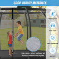 16Ft Trampoline For Kids With Upgraded Arcpole And Composite Toploop For Safety Enclosure, Plus Basketball Board And 12 Ground Stakes, Outdoor Recreational Playset Balance Physical Training Trampoline Black Metal