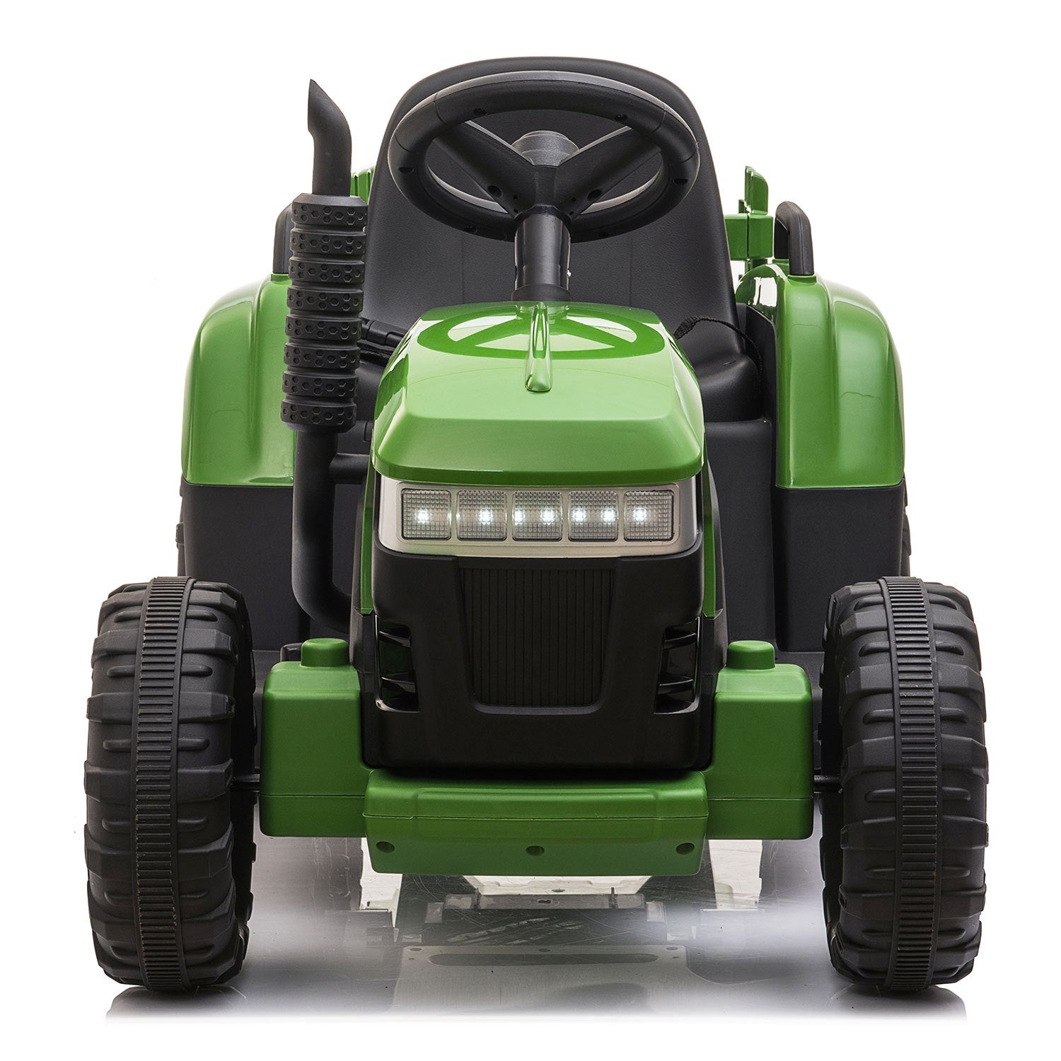 12V Kids Ride On Tractor With Trailer, Battery Powered Electric Car W Music, Usb, Music, Led Lights, Vehicle Toy For 3 To 6 Ages, Dark Green Blackish Green Polypropylene