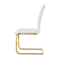 Modern Style Glass Dining Table, Elegant Transparent Design, Solid Support Base, White Dining Chair Set, Gold Plated Legs, Suitable For Restaurant Kitchen Use Set Of 9 White Pu Glass