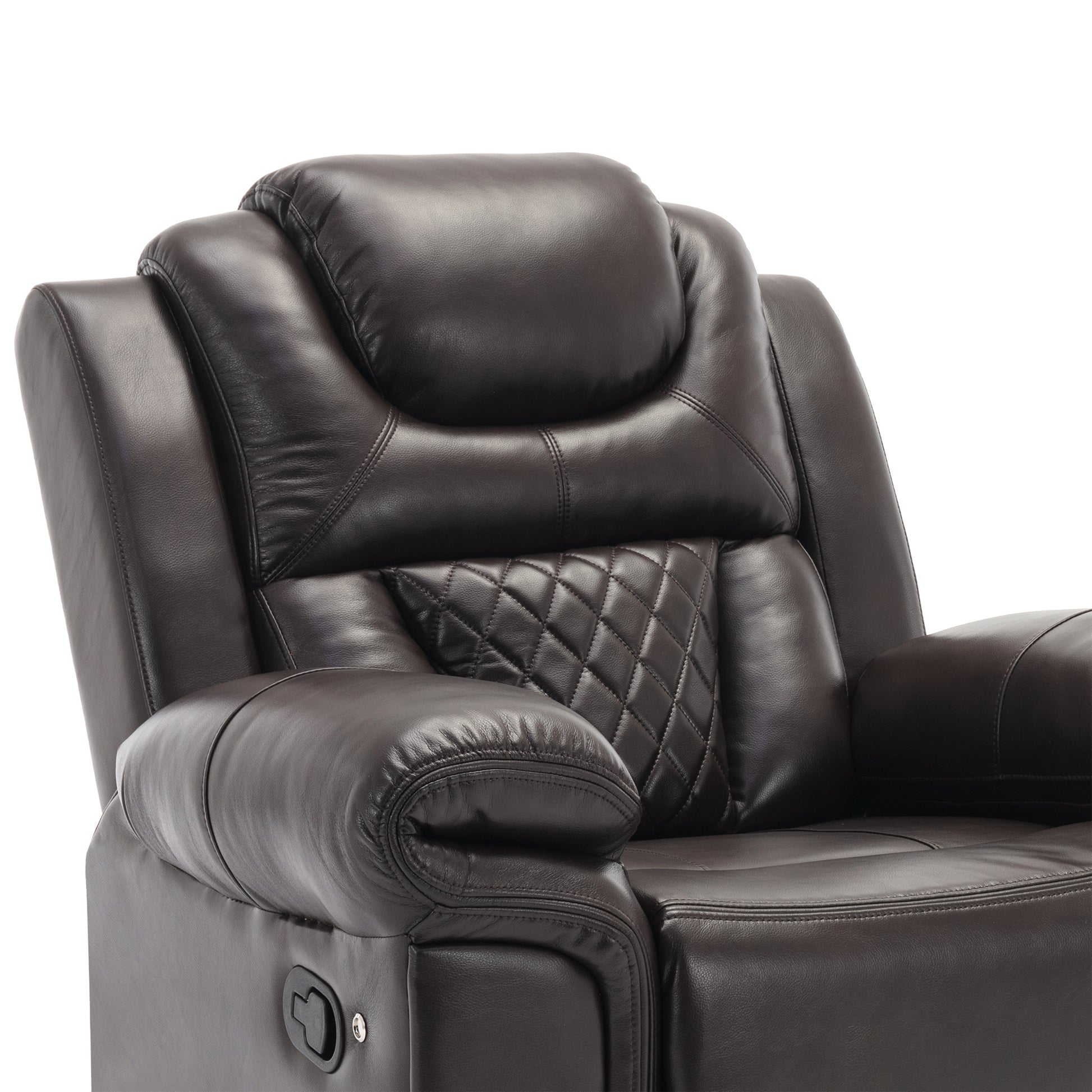 Home Theater Seating Manual Recliner Chair With Led Light Strip For Living Room,Bedroom, Brown Brown Foam Faux Leather