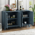 Sideboard With 4 Door Large Storage Buffet With Adjustable Shelves And Metal Handles For Kitchen, Living Room, Dining Room Navy Navy Mdf