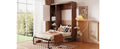 Twin Size Murphy Bed Wall Bed With Cabinet,White Twin White Solid Wood Mdf