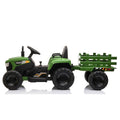 12V Kids Ride On Tractor With Trailer, Battery Powered Electric Car W Music, Usb, Music, Led Lights, Vehicle Toy For 3 To 6 Ages, Dark Green Blackish Green Polypropylene