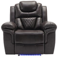 Home Theater Seating Manual Recliner Chair With Led Light Strip For Living Room,Bedroom, Brown Brown Foam Faux Leather