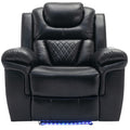 Home Theater Seating Manual Recliner Chair With Led Light Strip For Living Room,Bedroom, Black Black Foam Faux Leather