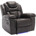 Home Theater Seating Manual Recliner Chair With Led Light Strip For Living Room,Bedroom, Brown Brown Foam Faux Leather