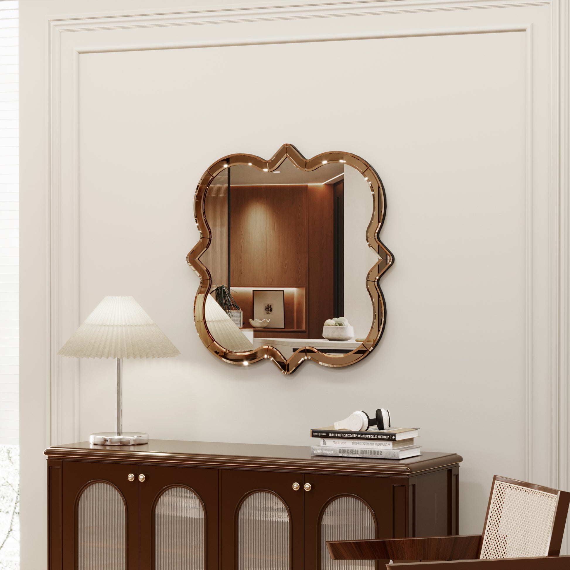 24 Inch Wall Mounted Silver Decorative Round Wall Mirror For Home, Living Room, Bedroom, Entryway Antique Black Mdf Glass