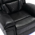 Home Theater Seating Manual Recliner Chair With Led Light Strip For Living Room,Bedroom, Black Black Foam Faux Leather