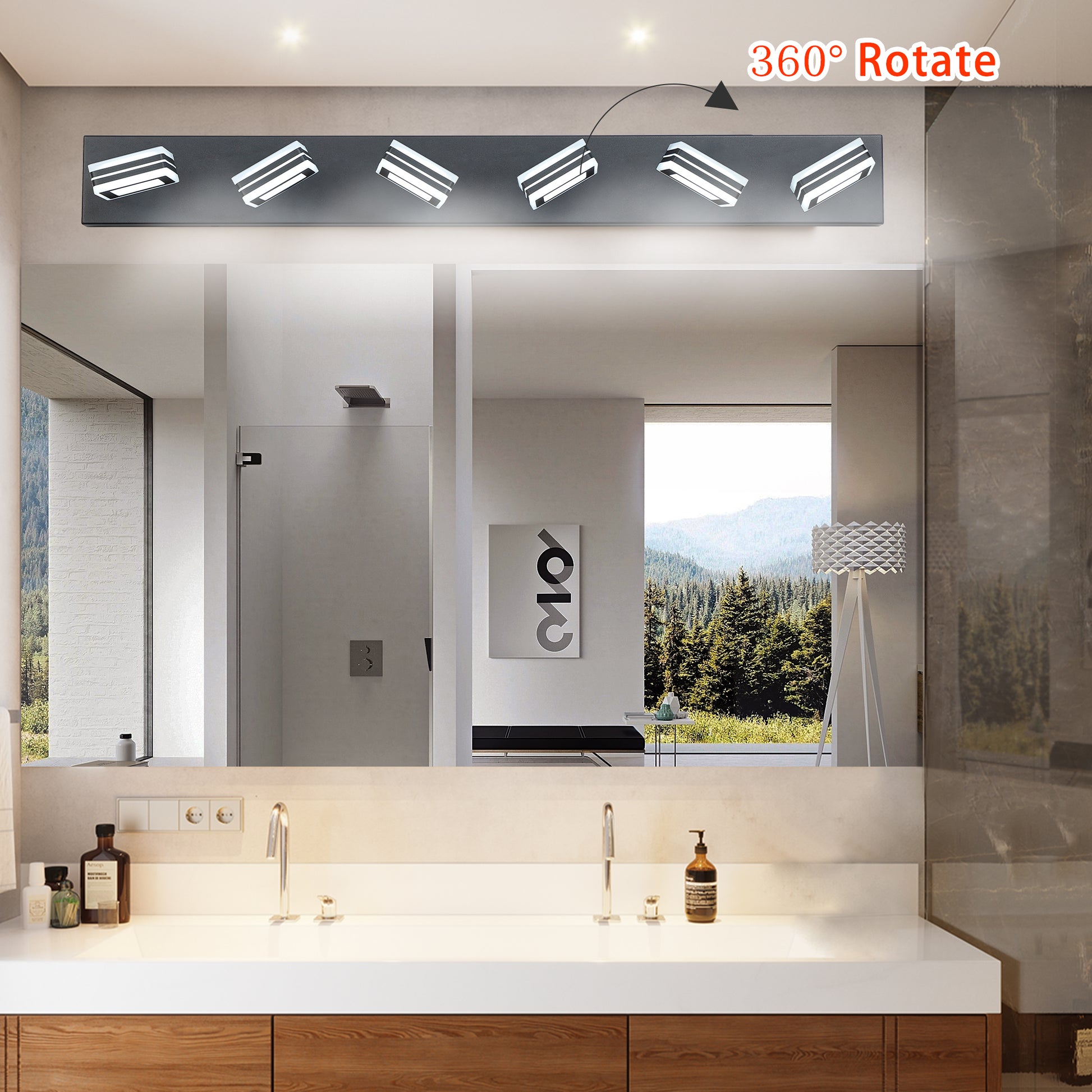 Same As W134070930 L2005 Led Modern Black Vanity Lights, 6 Lights Acrylic Matte Black Bathroom Vanity Lights Over Mirror Black Acrylic,Iron