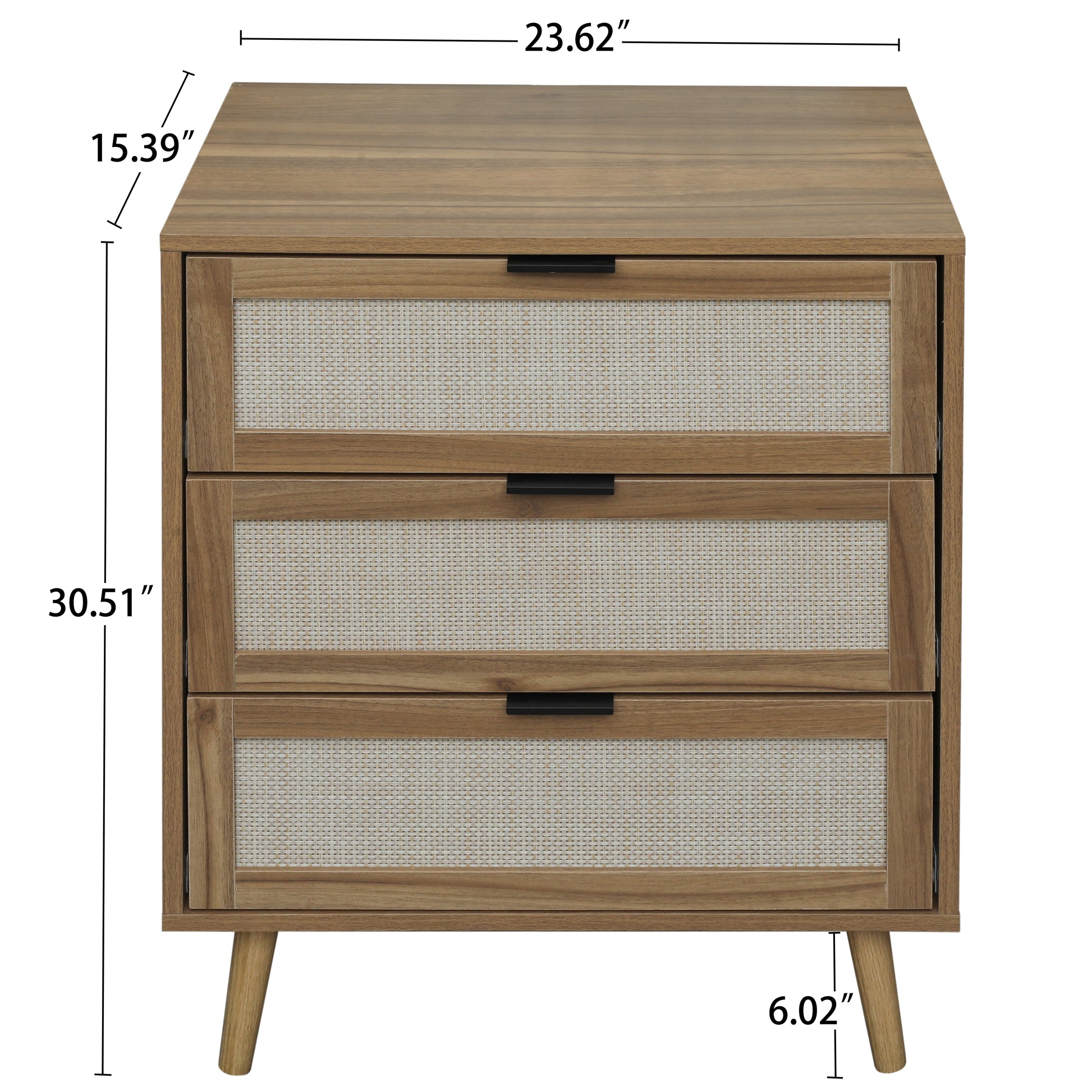 3 Drawer Cabinet, Suitable For Bedroom, Living Room, Study Walnut Particle Board