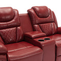 Home Theater Seating Manual Recliner Loveseat With Hide Away Storage, Cup Holders And Led Light Strip For Living Room, Wind Red Red Foam Faux Leather