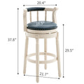 Bar Stools Seat Height 29.5'' Leather Wooden Bar Stools White 1Pc Cream Genuine Leather