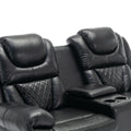 Home Theater Seating Manual Recliner Loveseat With Hide Away Storage, Cup Holders And Led Light Strip For Living Room, Black Black Foam Faux Leather