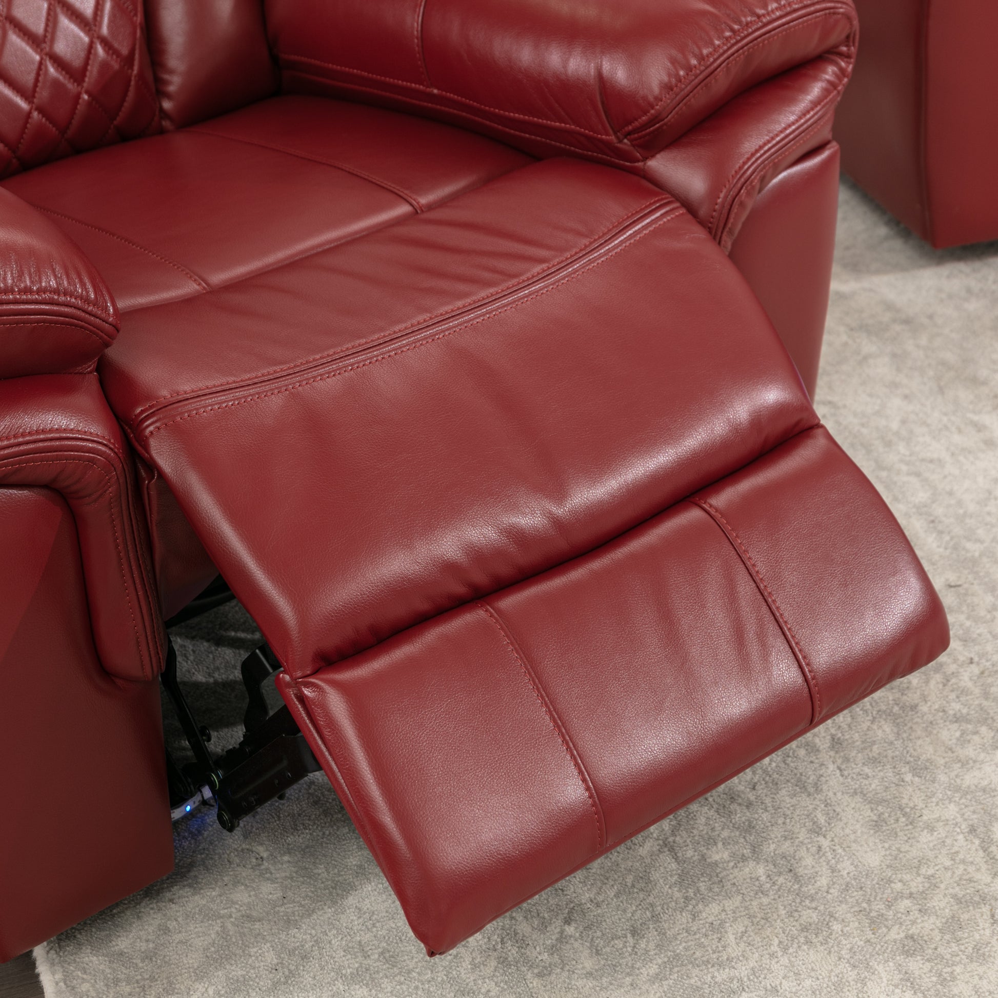 3 Pieces Recliner Sofa Sets Home Theater Seating Manual Recliner Chair With Center Console And Led Light Strip For Living Room, Wine Red Wine Red Foam Faux Leather