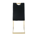 Modern Style Glass Dining Table, Elegant Transparent Design, Solid Support Base, Black Dining Chair Set, Gold Plated Chair Legs, Suitable For Restaurant Kitchen Use Set Of 5 Black Gold Seats 4 Mdf Glass