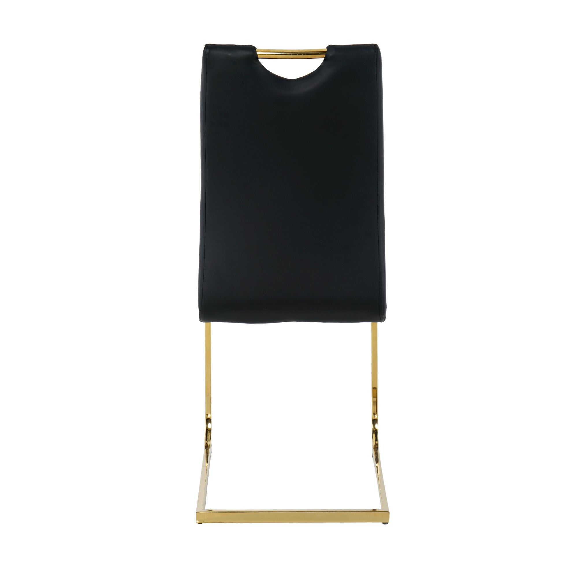 Modern Simple Rectangular Glass Dining Table, Wear Resistant Tempered Glass Countertop, Gold Plated Legs, Black Pu Dining Chair Set, Suitable For Restaurant Kitchen Use Set Of 7 Upholstered Chair