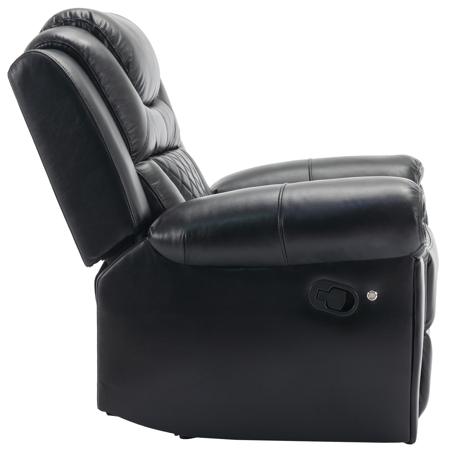 Home Theater Seating Manual Recliner Chair With Led Light Strip For Living Room,Bedroom, Black Black Foam Faux Leather