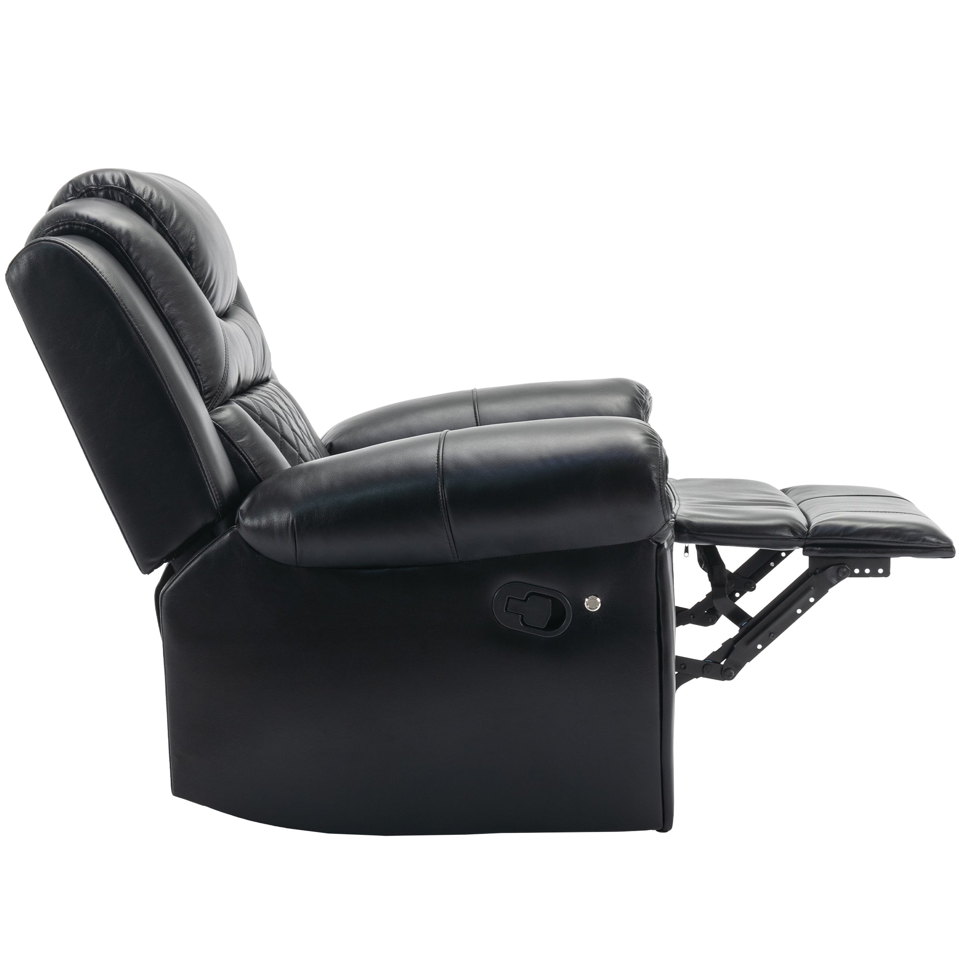 Home Theater Seating Manual Recliner Chair With Led Light Strip For Living Room,Bedroom, Black Black Foam Faux Leather