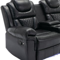 Home Theater Seating Manual Recliner Loveseat With Hide Away Storage, Cup Holders And Led Light Strip For Living Room, Black Black Foam Faux Leather