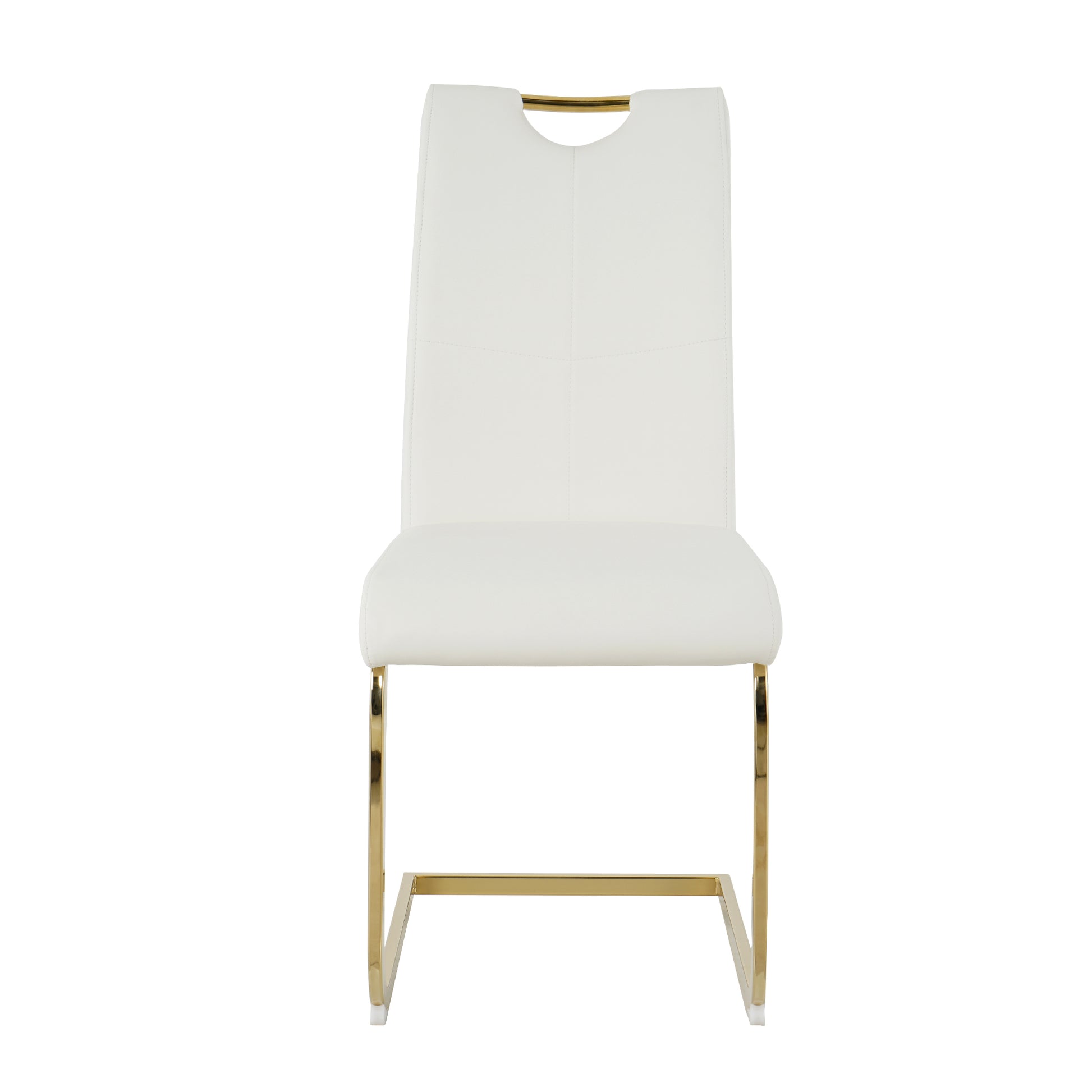 Modern Dining Chairs With Faux Leather Padded Seat Dining Living Room Chairs Upholstered Chair With Gold Metal Legs Design For Kitchen, Living, Bedroom, Dining Room Side Chairs Set Of 4 White Gold Metal