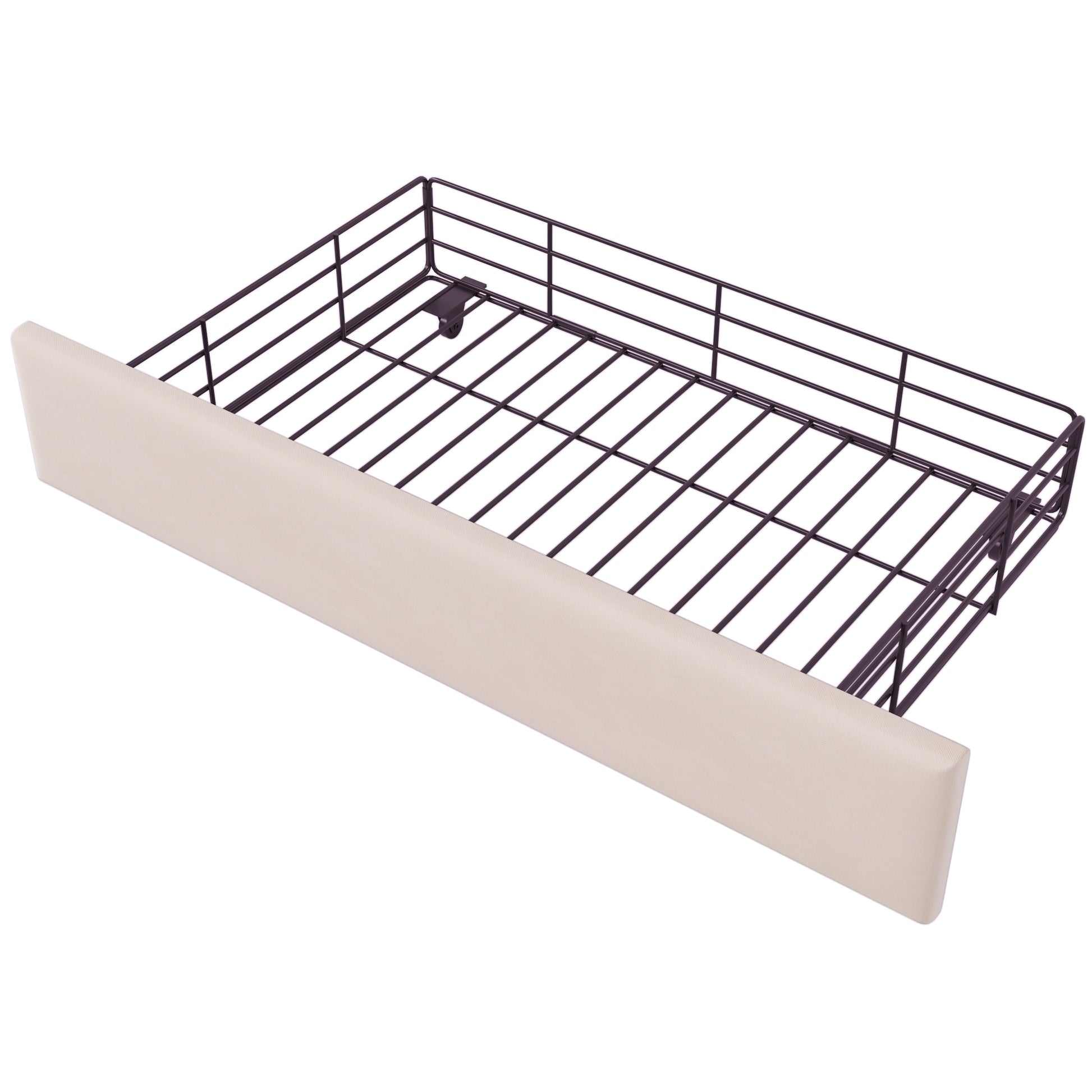 Full Size Upholstered Platform Bed With Led Lights And 4 Drawers, Stylish Irregular Metal Bed Legs Design, Beige Beige Velvet