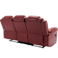 3 Pieces Recliner Sofa Sets Home Theater Seating Manual Recliner Chair With Center Console And Led Light Strip For Living Room, Wine Red Wine Red Foam Faux Leather