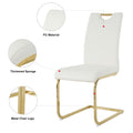 Modern Style Glass Dining Table, Elegant Transparent Design, Solid Support Base, White Dining Chair Set, Gold Plated Legs, Suitable For Restaurant Kitchen Use Set Of 5 White Gold Seats 4 Mdf Glass