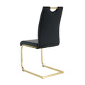 Modern Style Glass Dining Table, Elegant Transparent Design, Solid Support Base, Black Dining Chair Set, Gold Plated Chair Legs, Suitable For Restaurant Kitchen Use Set Of 5 Black Gold Seats 4 Mdf Glass