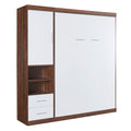 Full Size Murphy Bed Wall Bed With Cabinet,White Full White Solid Wood Mdf