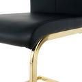 Modern Style Glass Dining Table, Elegant Transparent Design, Solid Support Base, Black Dining Chair Set, Gold Plated Chair Legs, Suitable For Restaurant Kitchen Use Set Of 9 Metal Glass Black Gold Mdf Metal