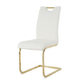 Modern Style Glass Dining Table, Elegant Transparent Design, Solid Support Base, White Dining Chair Set, Gold Plated Legs, Suitable For Restaurant Kitchen Use Set Of 5 White Gold Seats 4 Mdf Glass