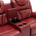 Home Theater Seating Manual Recliner Loveseat With Hide Away Storage, Cup Holders And Led Light Strip For Living Room, Wind Red Red Foam Faux Leather