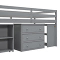 Twin Size Loft Bed With Retractable Writing Desk And 3 Drawers, Wooden Loft Bed With Storage Stairs And Shelves, Gray Gray Solid Wood Mdf